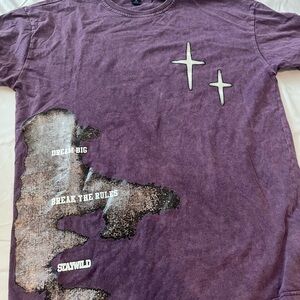 ROMWE Purple Graphic Tee with Cross Design